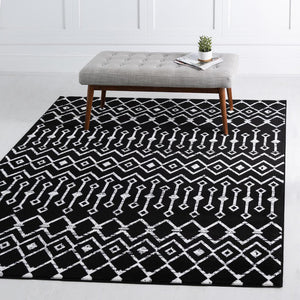 Black 8' x 8' Moroccan Trellis Square Rug