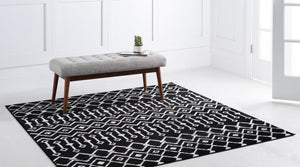Black 12' x 12' Moroccan Trellis Square Rug