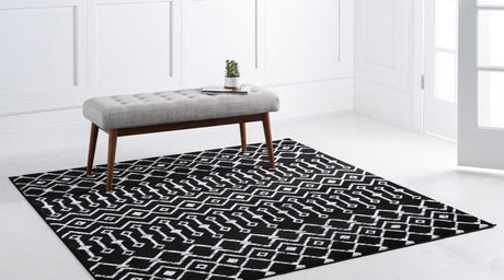 Black 6' 1 x 6' 1 Moroccan Trellis Square Area Rug 100% Polypropylene Easy Clean Geometric Traditional Carpet for Interior Design Home Decor for Sale at Rug Engine