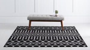 Black 12' x 12' Moroccan Trellis Square Rug