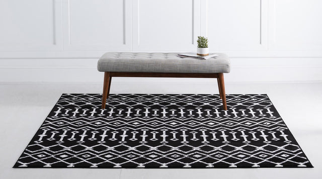 Black 12' x 12' Moroccan Trellis Square Rug