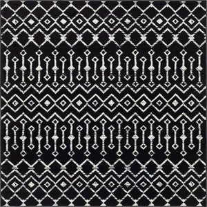 Black 6' x 6' Moroccan Trellis Square Rug