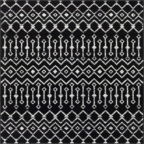 Black 6' x 6' Moroccan Trellis Square Rug