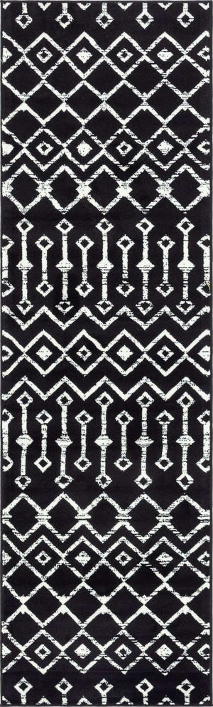 Black 2' 6 x 8' 2 Moroccan Trellis Runner Area Rug