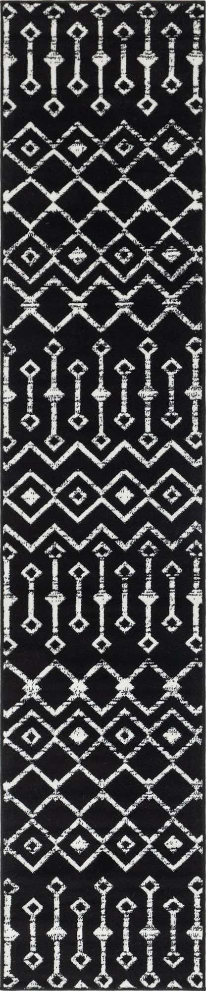 Black 2' x 10' Moroccan Trellis Runner Rug