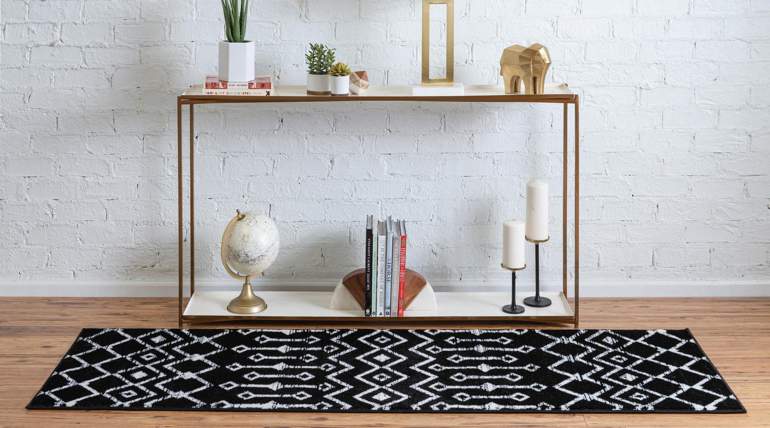 Black 2' x 9' 10 Moroccan Trellis Runner Area Rug 100% Polypropylene Easy Clean Geometric Traditional Carpet for Interior Design Home Decor for Sale at Rug Engine