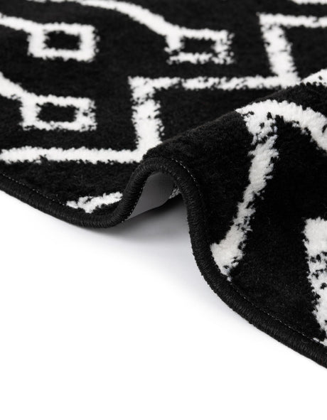 Black 2' x 6' 7 Moroccan Trellis Runner Area Rug 100% Polypropylene Easy Clean Geometric Traditional Carpet for Interior Design Home Decor for Sale at Rug Engine