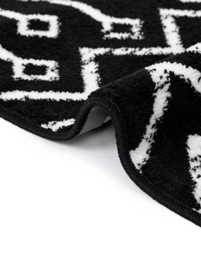 Black 2' x 7' Moroccan Trellis Runner Rug