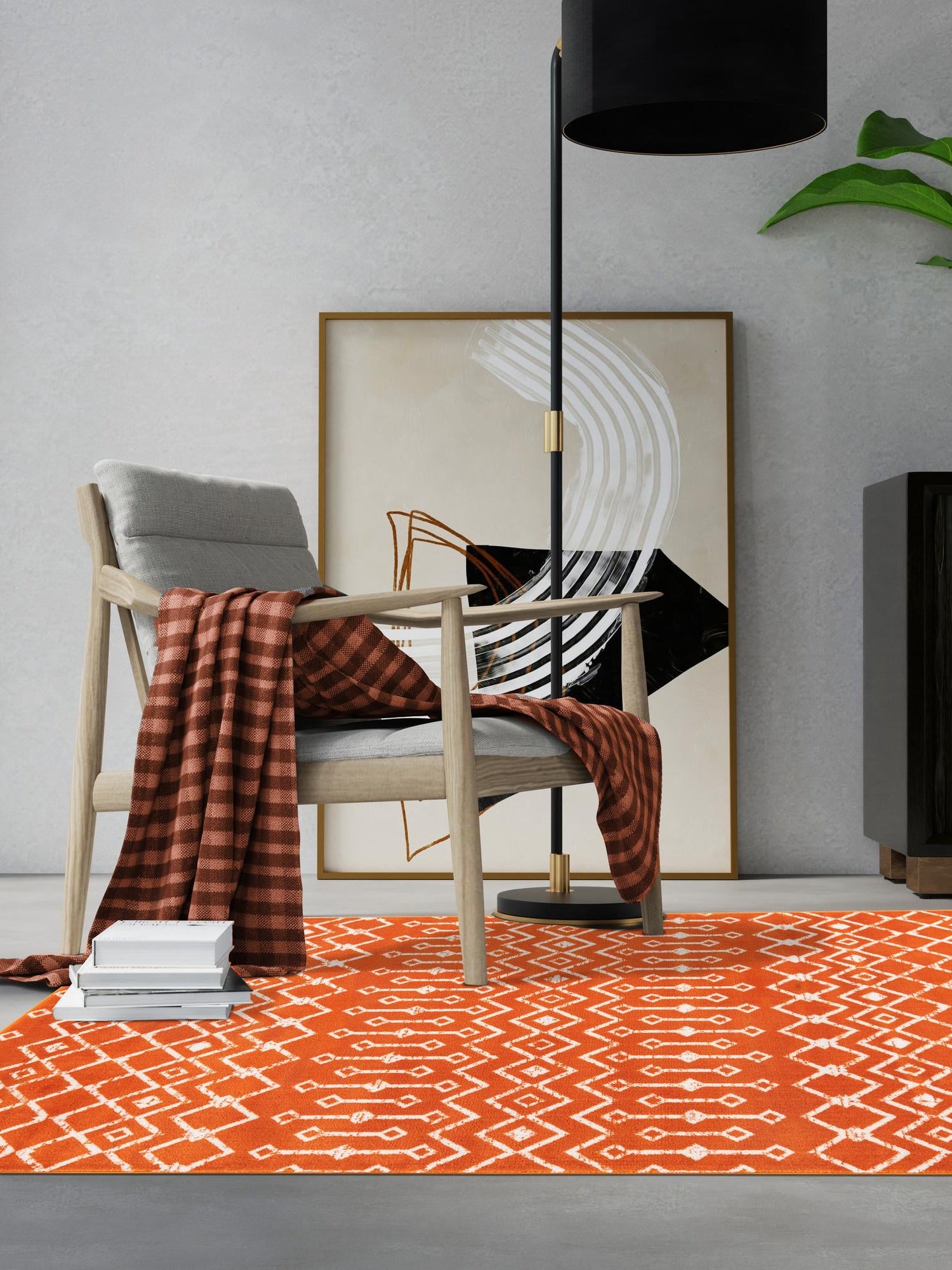 Orange 5' 3 x 8' Moroccan Trellis Rectangle Area Rug 100% Polypropylene Easy Clean Geometric Traditional Carpet for Interior Design Home Decor for Sale at Rug Engine