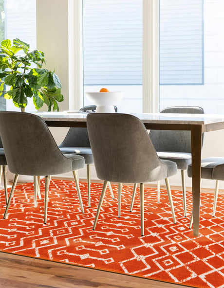 Orange 5' 3 x 8' Moroccan Trellis Rectangle Area Rug 100% Polypropylene Easy Clean Geometric Traditional Carpet for Interior Design Home Decor for Sale at Rug Engine