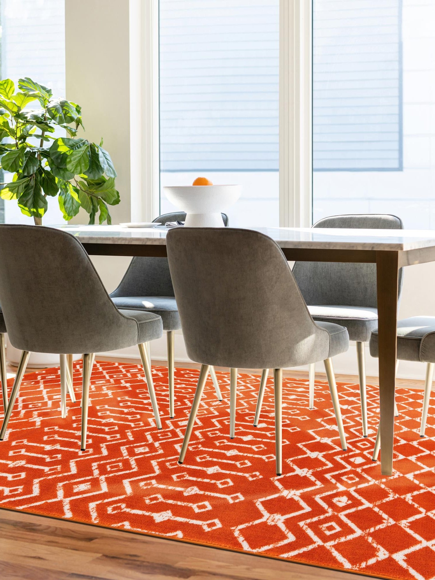 Orange 6' 1 x 9' Moroccan Trellis Rectangle Area Rug 100% Polypropylene Easy Clean Geometric Traditional Carpet for Interior Design Home Decor for Sale at Rug Engine