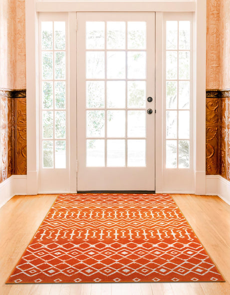 Orange 10' x 13' 1 Moroccan Trellis Rectangle Area Rug 100% Polypropylene Easy Clean Geometric Traditional Carpet for Interior Design Home Decor for Sale at Rug Engine