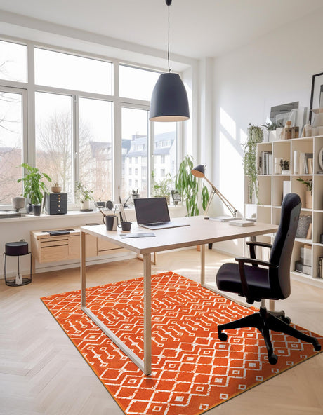 Orange 3' 1 x 5' 3 Moroccan Trellis Rectangle Area Rug 100% Polypropylene Easy Clean Geometric Traditional Carpet for Interior Design Home Decor for Sale at Rug Engine