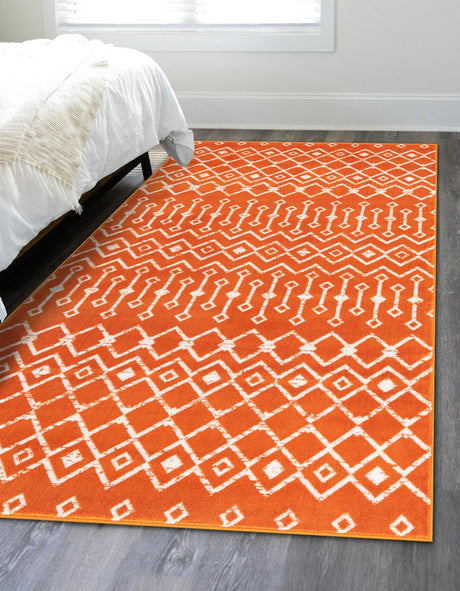 Orange 10' 8 x 16' 5 Moroccan Trellis Rectangle Area Rug 100% Polypropylene Easy Clean Geometric Traditional Carpet for Interior Design Home Decor for Sale at Rug Engine