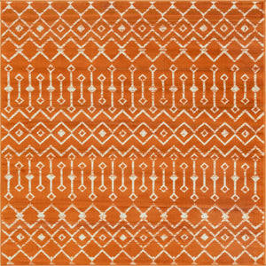 Orange 6' 1 x 6' 1 Moroccan Trellis Square Rug