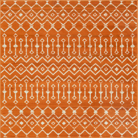 Orange 6' 1 x 6' 1 Moroccan Trellis Square Rug