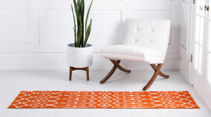 Orange 2' x 10' Moroccan Trellis Runner Rug