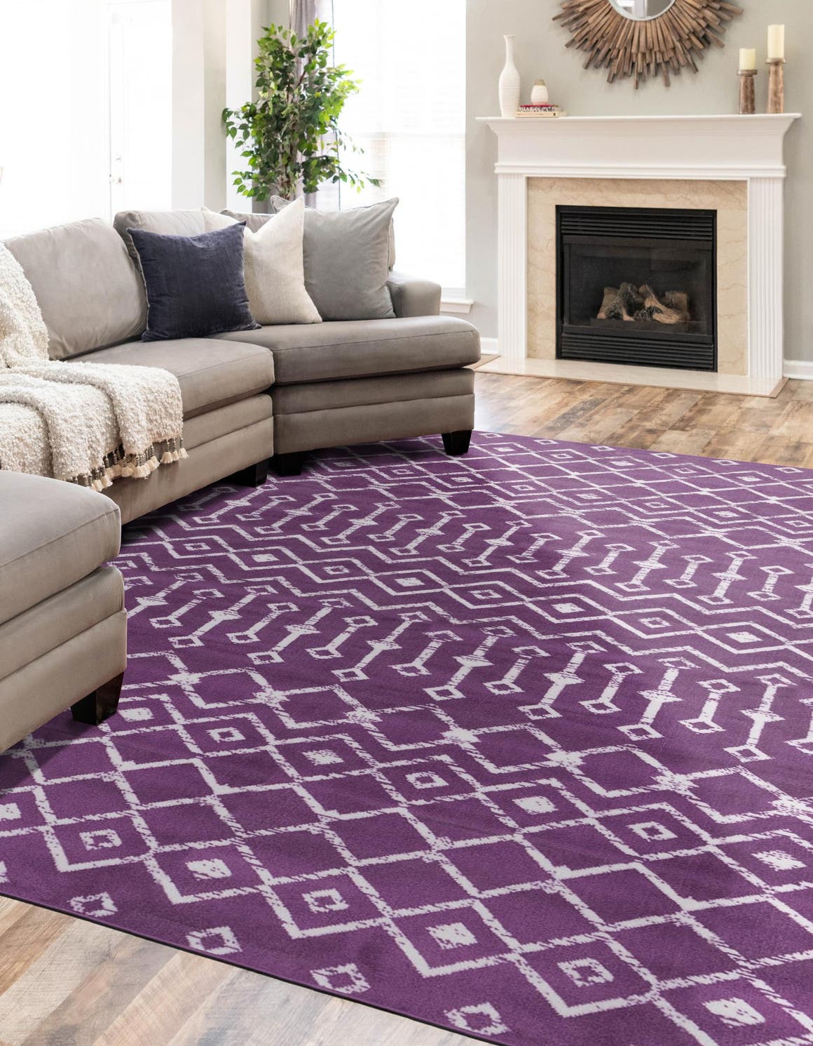 Violet 7' 1 x 10' Moroccan Trellis Rectangle Area Rug 100% Polypropylene Easy Clean Geometric Traditional Carpet for Interior Design Home Decor for Sale at Rug Engine