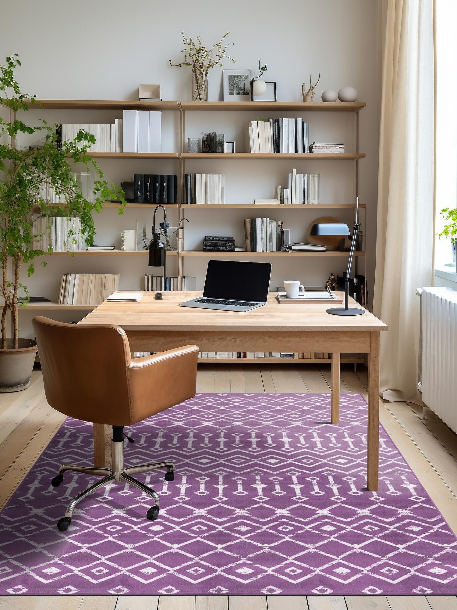 Violet 5' 3 x 8' Moroccan Trellis Rectangle Area Rug 100% Polypropylene Easy Clean Geometric Traditional Carpet for Interior Design Home Decor for Sale at Rug Engine