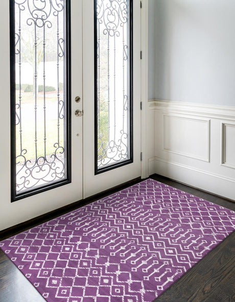Violet 5' 3 x 8' Moroccan Trellis Rectangle Area Rug 100% Polypropylene Easy Clean Geometric Traditional Carpet for Interior Design Home Decor for Sale at Rug Engine