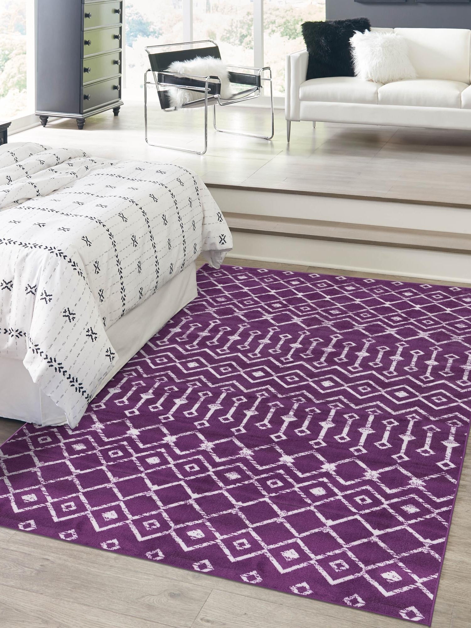 Violet 2' x 3' 1 Moroccan Trellis Rectangle Area Rug 100% Polypropylene Easy Clean Geometric Traditional Carpet for Interior Design Home Decor for Sale at Rug Engine
