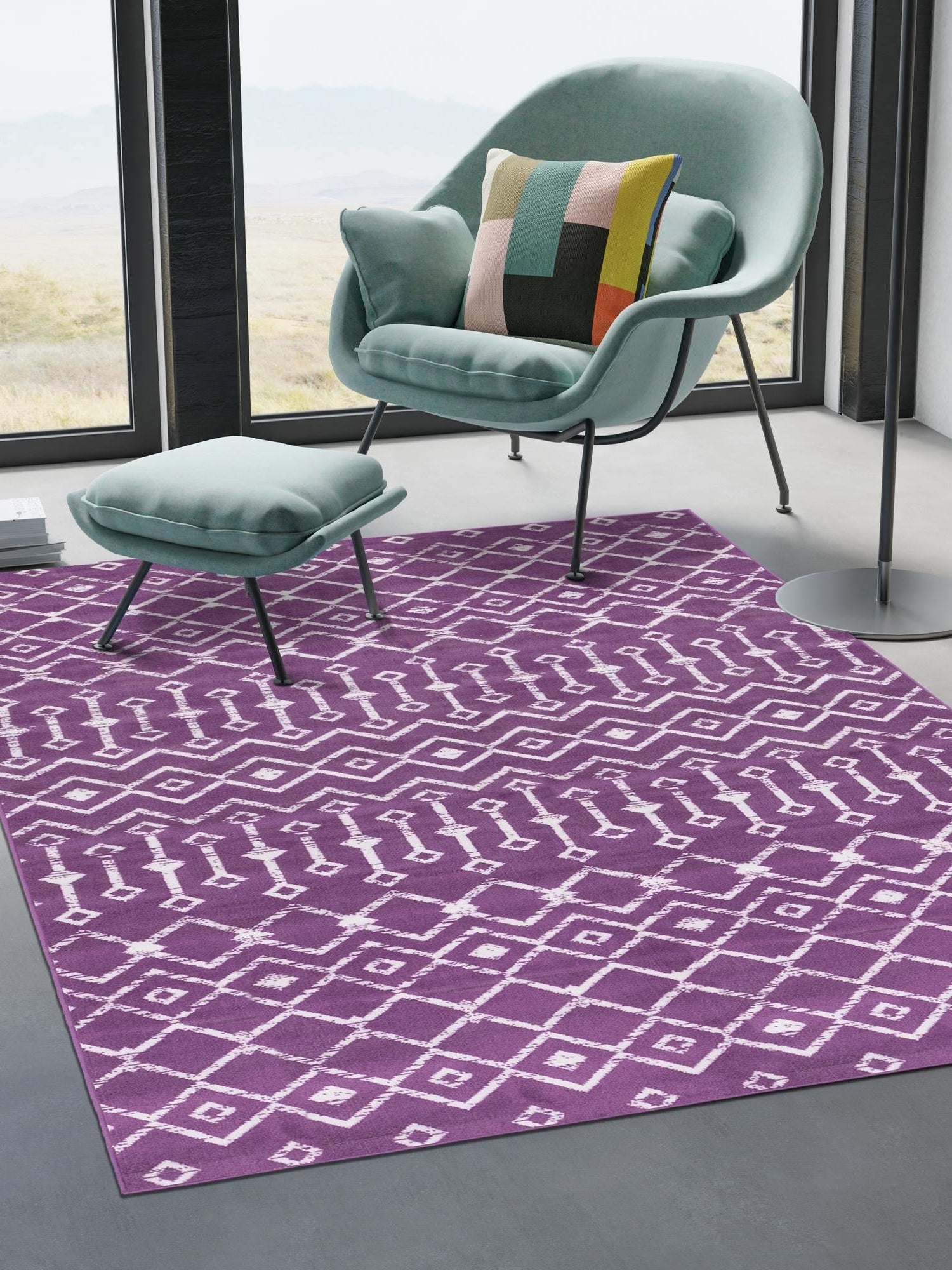 Violet 7' 1 x 10' Moroccan Trellis Rectangle Area Rug 100% Polypropylene Easy Clean Geometric Traditional Carpet for Interior Design Home Decor for Sale at Rug Engine