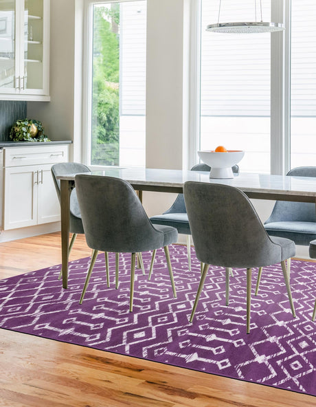 Violet 6' 1 x 9' Moroccan Trellis Rectangle Area Rug 100% Polypropylene Easy Clean Geometric Traditional Carpet for Interior Design Home Decor for Sale at Rug Engine