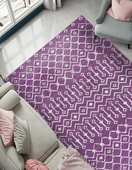 Violet 5' 3 x 8' Moroccan Trellis Rectangle Area Rug 100% Polypropylene Easy Clean Geometric Traditional Carpet for Interior Design Home Decor for Sale at Rug Engine