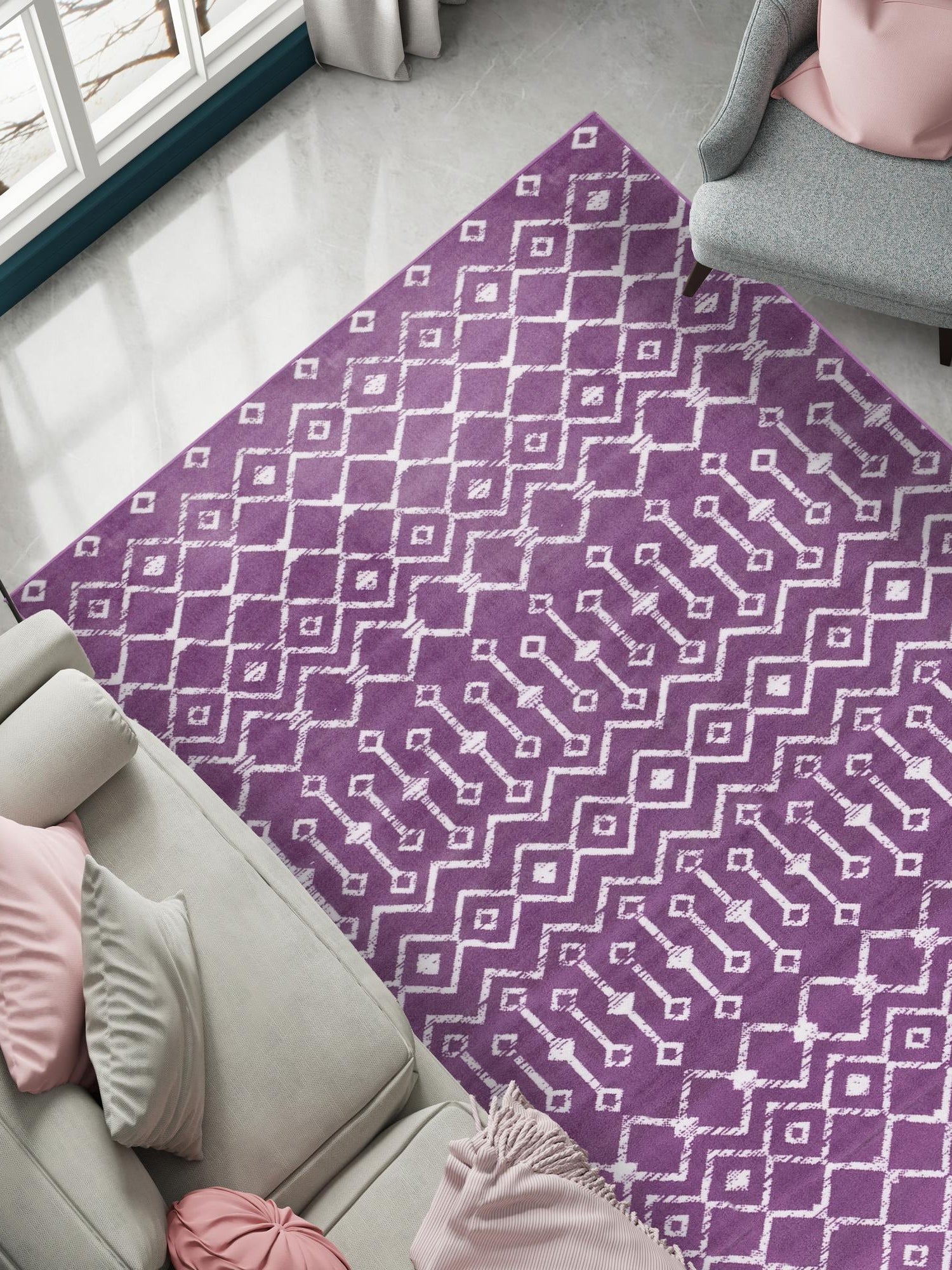 Violet 3' 1 x 5' 3 Moroccan Trellis Rectangle Area Rug 100% Polypropylene Easy Clean Geometric Traditional Carpet for Interior Design Home Decor for Sale at Rug Engine