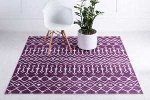 Violet 8' x 8' Moroccan Trellis Square Rug