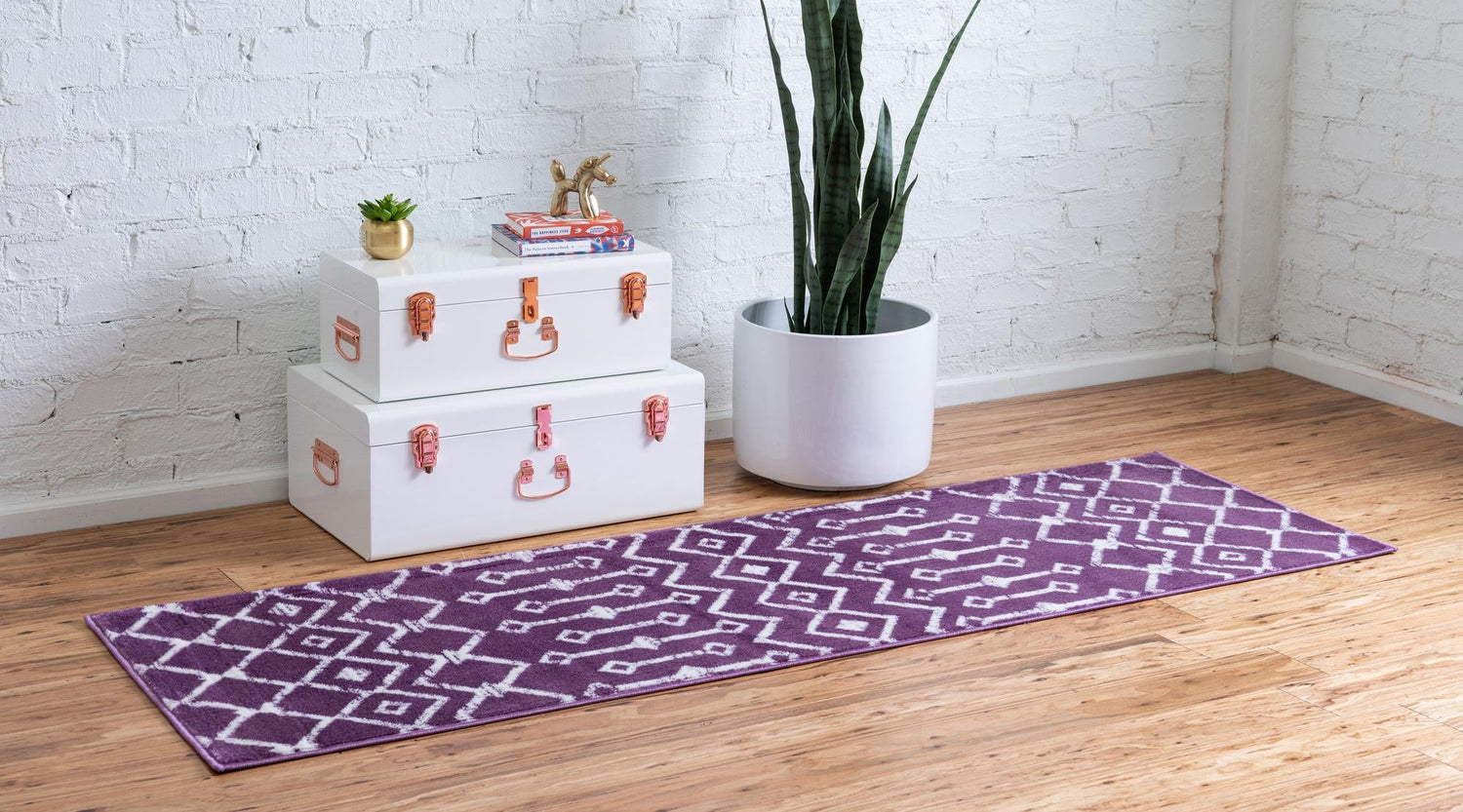 Violet 2' x 6' 7 Moroccan Trellis Runner Area Rug 100% Polypropylene Easy Clean Geometric Traditional Carpet for Interior Design Home Decor for Sale at Rug Engine
