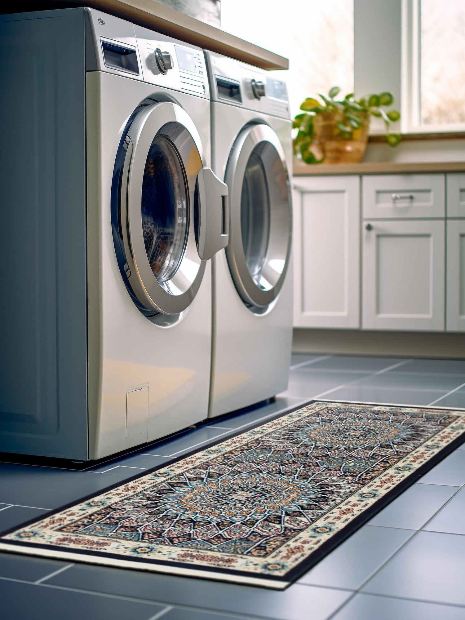 Navy Blue 2' 7 x 7' 1 Narenj Runner Area Rug 85% Polypropylene & 15% Polyester Traditional Classic Carpet for Living, Dining, Bedrooms, Office for Sale at Rug Engine
