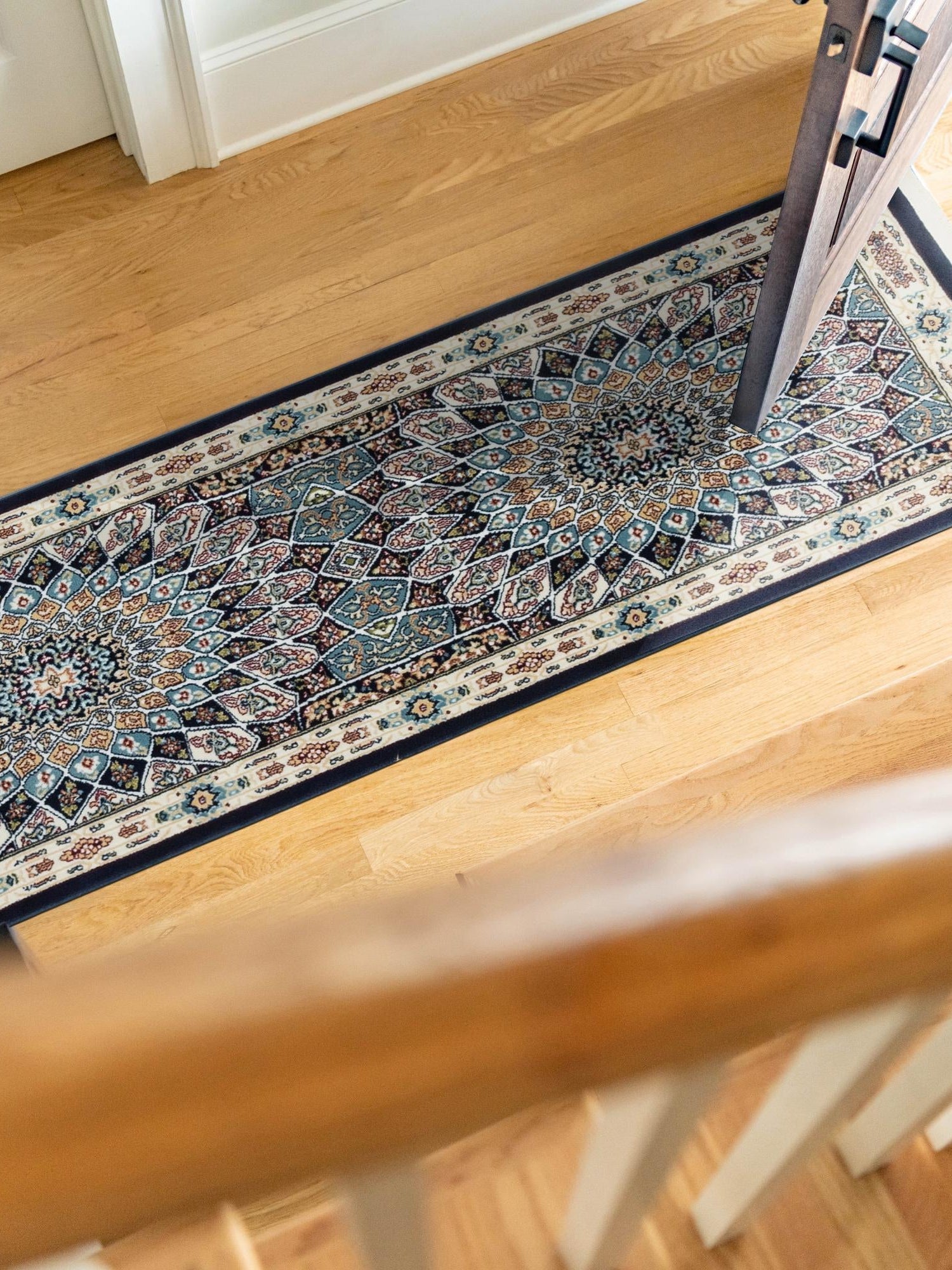 Navy Blue 2' 7 x 7' 1 Narenj Runner Area Rug 85% Polypropylene & 15% Polyester Traditional Classic Carpet for Living, Dining, Bedrooms, Office for Sale at Rug Engine