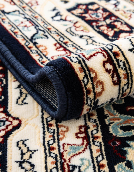 Navy Blue 2' 7 x 9' Narenj Runner Area Rug 85% Polypropylene & 15% Polyester Traditional Classic Carpet for Living, Dining, Bedrooms, Office for Sale at Rug Engine