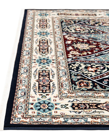 Navy Blue 2' 7 x 9' Narenj Runner Area Rug 85% Polypropylene & 15% Polyester Traditional Classic Carpet for Living, Dining, Bedrooms, Office for Sale at Rug Engine