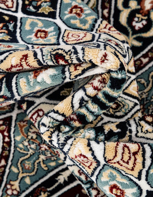 Navy Blue 2' 7 x 11' Narenj Runner Area Rug 85% Polypropylene & 15% Polyester Traditional Classic Carpet for Living, Dining, Bedrooms, Office for Sale at Rug Engine