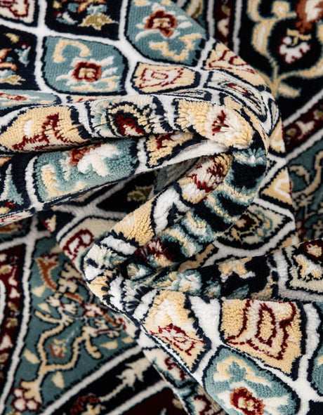 Navy Blue 2' 7 x 7' 1 Narenj Runner Area Rug 85% Polypropylene & 15% Polyester Traditional Classic Carpet for Living, Dining, Bedrooms, Office for Sale at Rug Engine