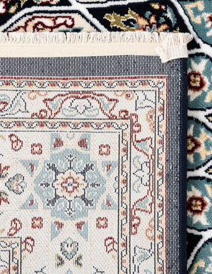 Navy Blue 2' 7 x 11' Narenj Runner Area Rug 85% Polypropylene & 15% Polyester Traditional Classic Carpet for Living, Dining, Bedrooms, Office for Sale at Rug Engine