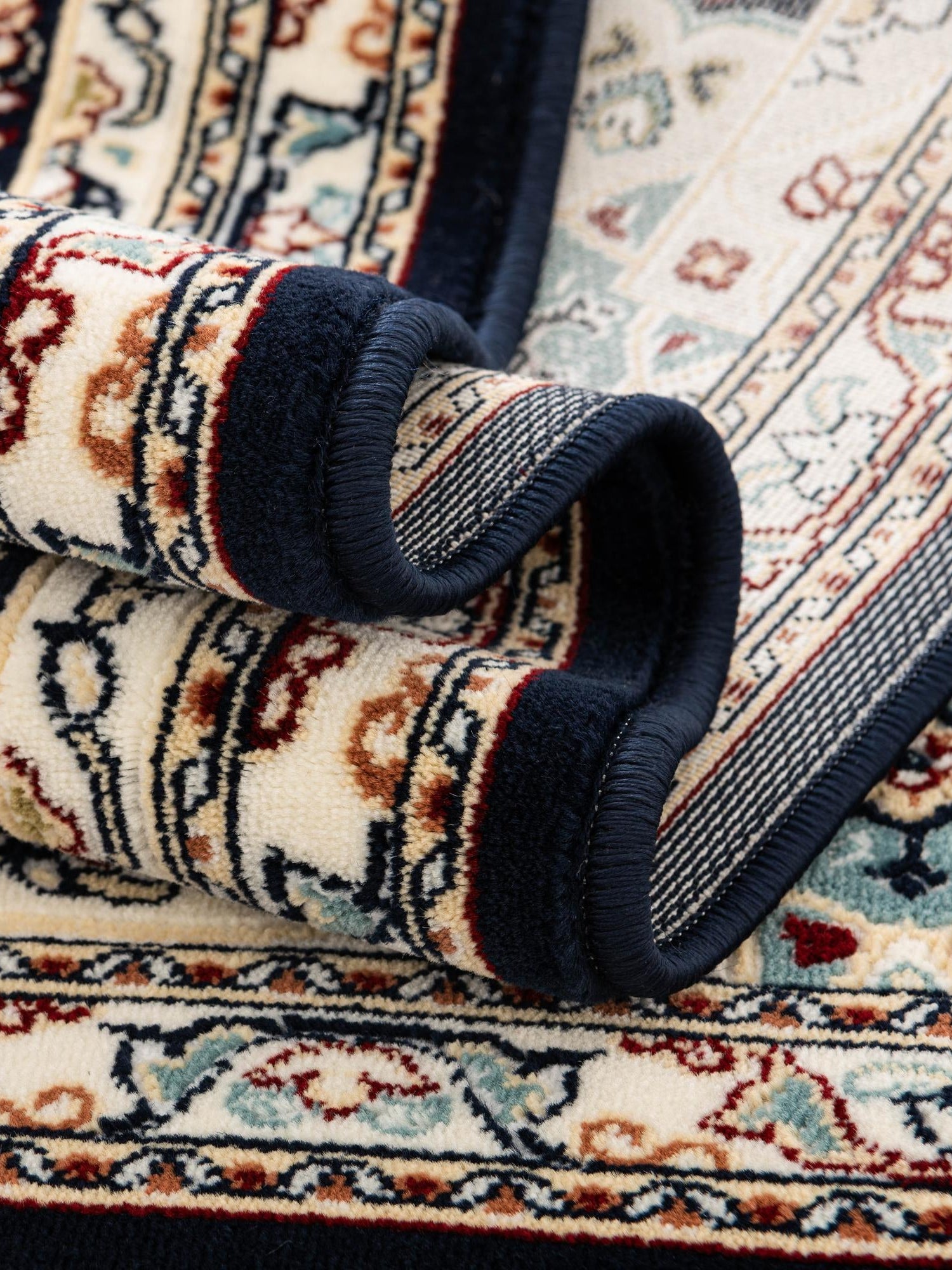 Navy Blue 2' 7 x 7' 1 Narenj Runner Area Rug 85% Polypropylene & 15% Polyester Traditional Classic Carpet for Living, Dining, Bedrooms, Office for Sale at Rug Engine