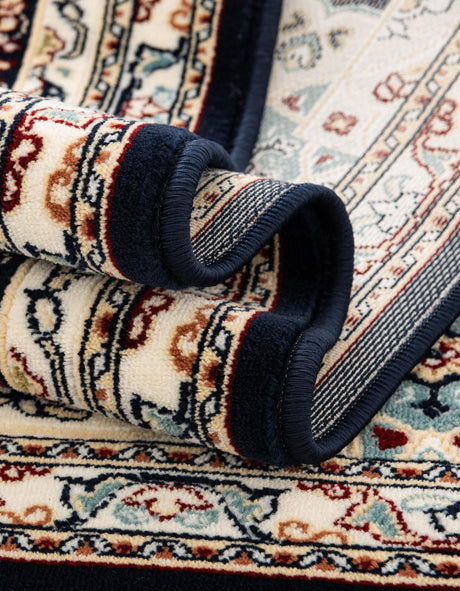 Navy Blue 2' 7 x 9' Narenj Runner Area Rug 85% Polypropylene & 15% Polyester Traditional Classic Carpet for Living, Dining, Bedrooms, Office for Sale at Rug Engine