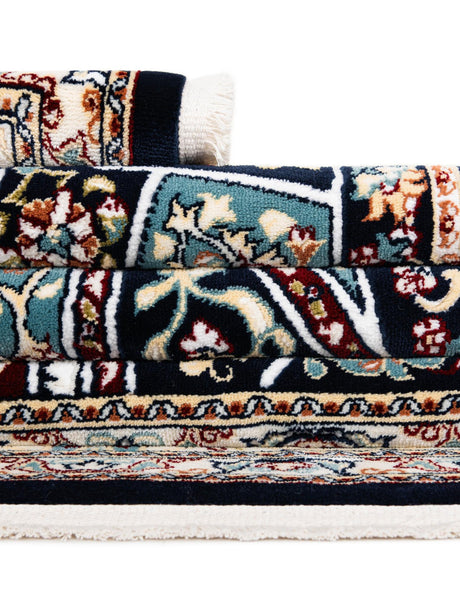 Navy Blue 2' 7 x 7' 1 Narenj Runner Area Rug 85% Polypropylene & 15% Polyester Traditional Classic Carpet for Living, Dining, Bedrooms, Office for Sale at Rug Engine