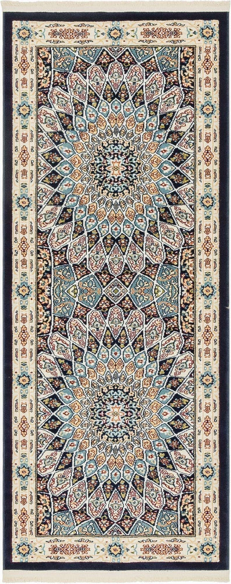 Navy Blue 2' x 6' 1 Narenj Runner Area Rug 85% Polypropylene & 15% Polyester Traditional Classic Carpet for Living, Dining, Bedrooms, Office for Sale at Rug Engine