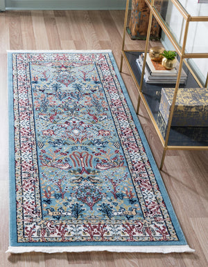 Blue 2' x 6' 1 Narenj Runner Area Rug 85% Polypropylene & 15% Polyester Traditional Classic Carpet for Living, Dining, Bedrooms, Office for Sale at Rug Engine