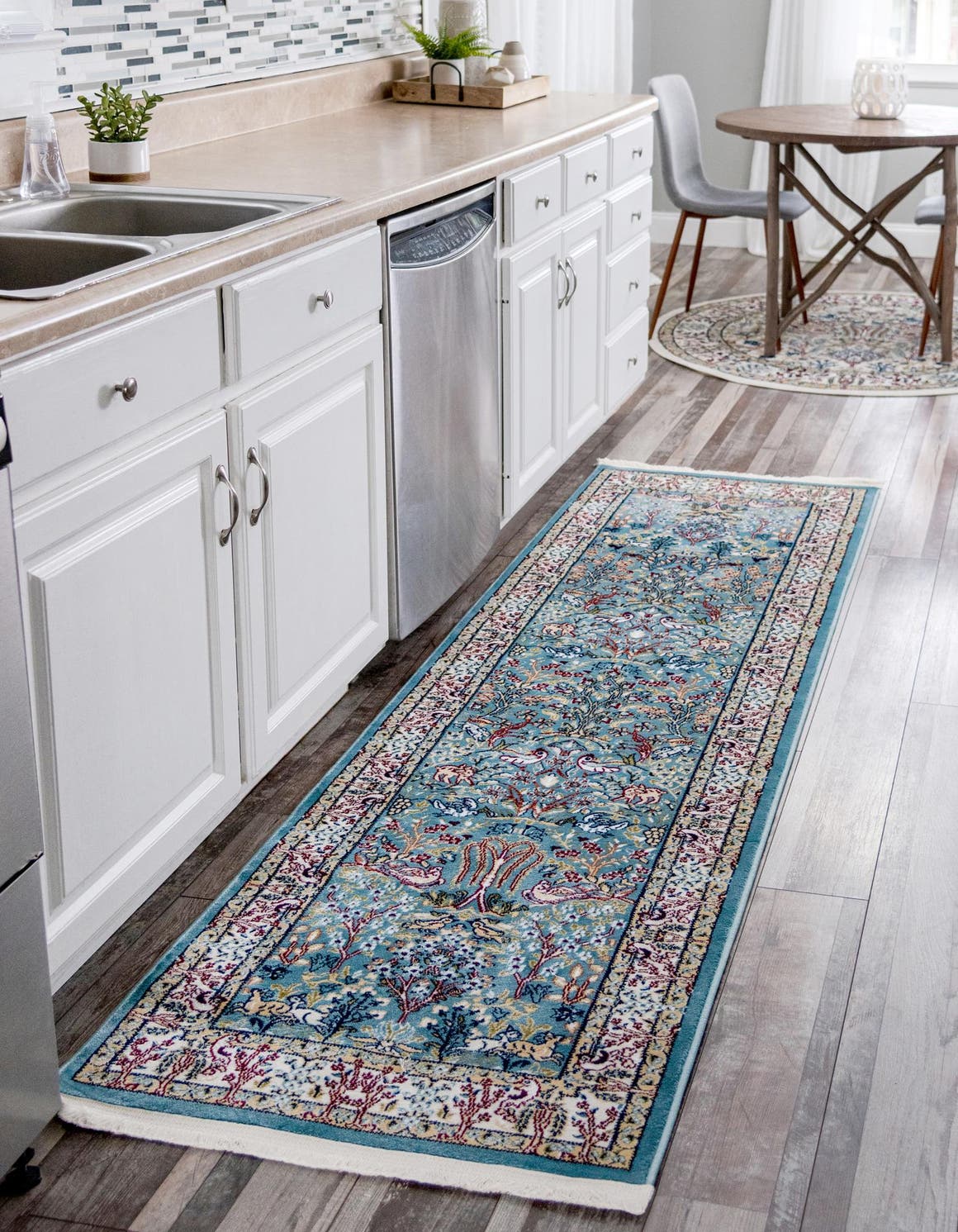 Blue 2' 7 x 11' Narenj Runner Area Rug 85% Polypropylene & 15% Polyester Traditional Classic Carpet for Living, Dining, Bedrooms, Office for Sale at Rug Engine