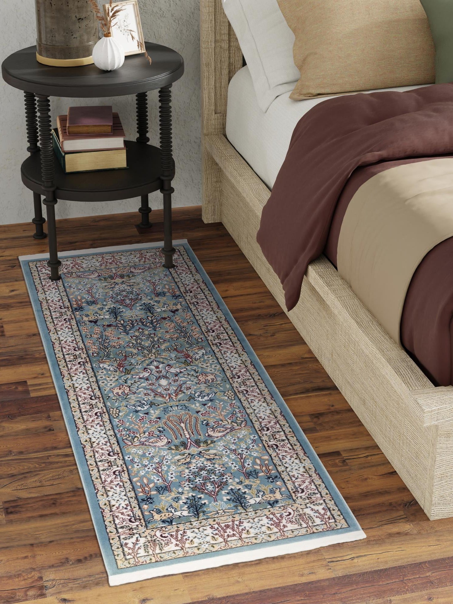 Blue 2' 7 x 7' 1 Narenj Runner Area Rug 85% Polypropylene & 15% Polyester Traditional Classic Carpet for Living, Dining, Bedrooms, Office for Sale at Rug Engine