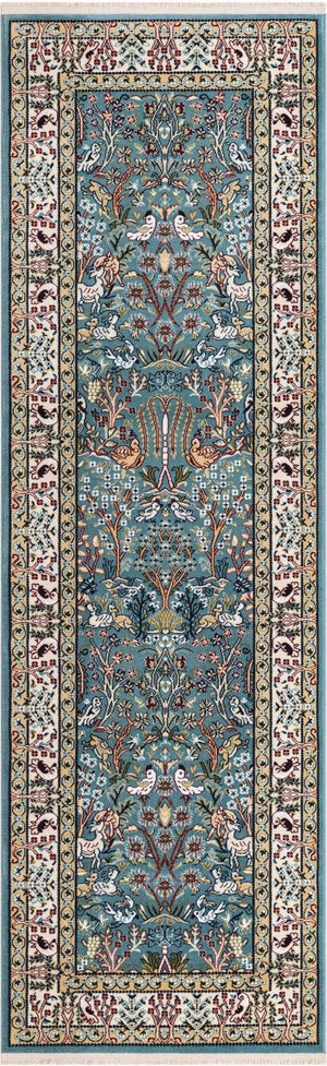Blue 2' 7 x 8' Narenj Runner Area Rug 85% Polypropylene & 15% Polyester Traditional Classic Carpet for Living, Dining, Bedrooms, Office for Sale at Rug Engine