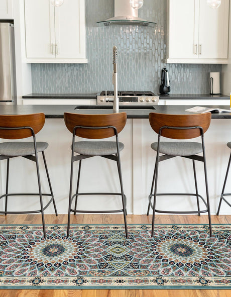 Blue 2' 11 x 13' 1 Narenj Runner Area Rug 85% Polypropylene & 15% Polyester Traditional Classic Carpet for Living, Dining, Bedrooms, Office for Sale at Rug Engine