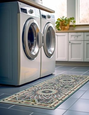 Blue 2' 7 x 6' 1 Narenj Runner Area Rug 85% Polypropylene & 15% Polyester Traditional Classic Carpet for Living, Dining, Bedrooms, Office for Sale at Rug Engine