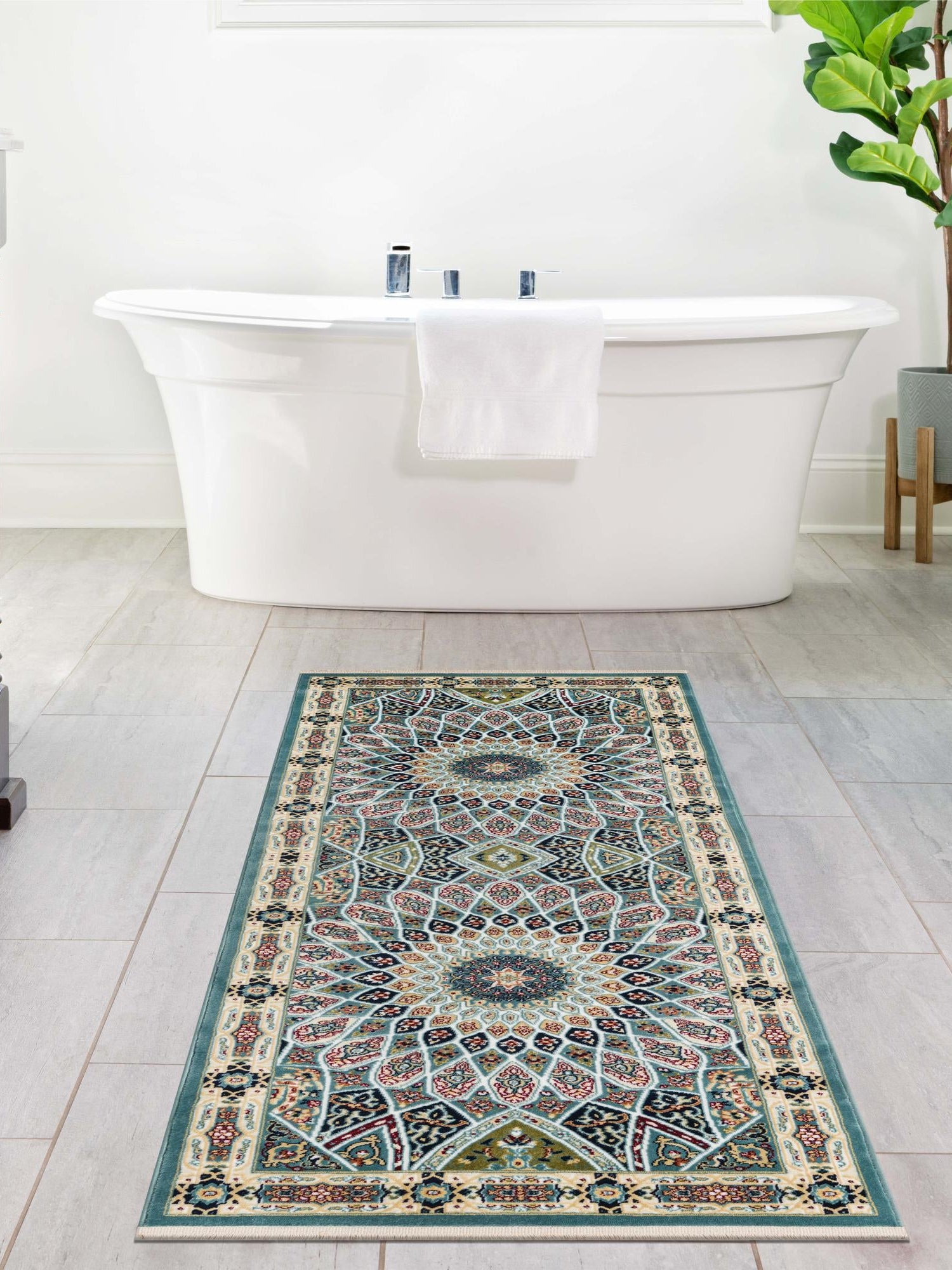 Blue 2' 11 x 13' 1 Narenj Runner Area Rug 85% Polypropylene & 15% Polyester Traditional Classic Carpet for Living, Dining, Bedrooms, Office for Sale at Rug Engine