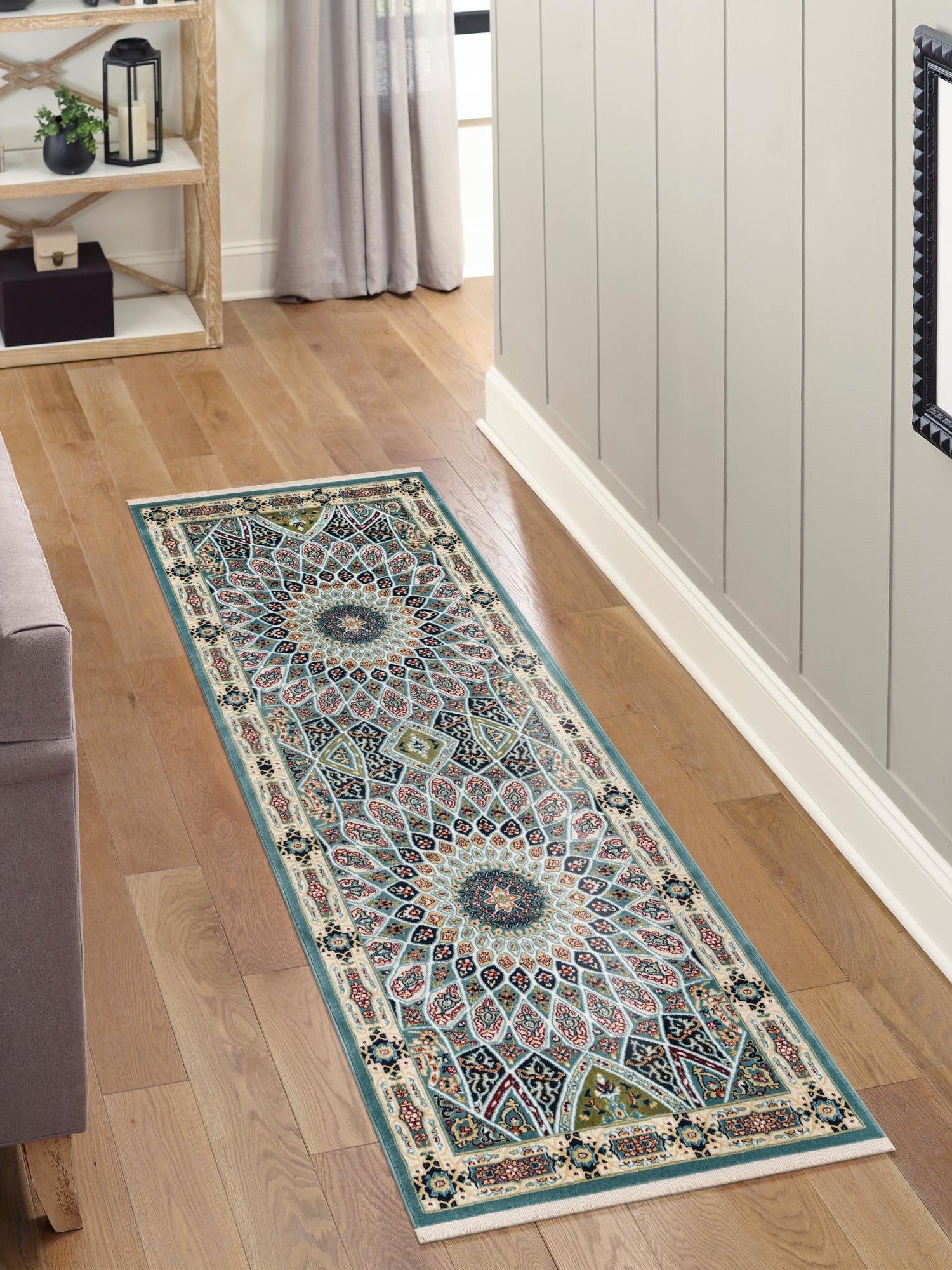 Blue 2' 11 x 13' 1 Narenj Runner Area Rug 85% Polypropylene & 15% Polyester Traditional Classic Carpet for Living, Dining, Bedrooms, Office for Sale at Rug Engine